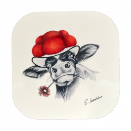 Untersetzer Bollenhut Kuh mit Blume