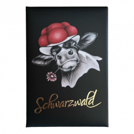 Magnet Schwarzwald Bollenhut Kuh mit Blume