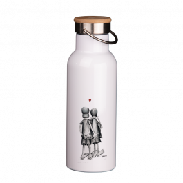 Thermoflasche mit Bambusdeckel 750ml – Herzensgeflüster „Ins Glück.“