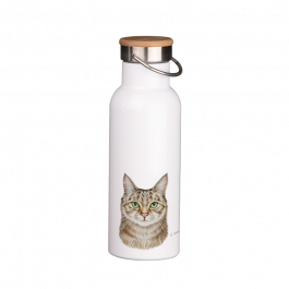 Thermoflasche mit Bambusdeckel 500 ml – Katze