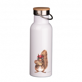 Thermoflasche mit Bambusdeckel 500 ml – Bollenhut Eichhörnchen