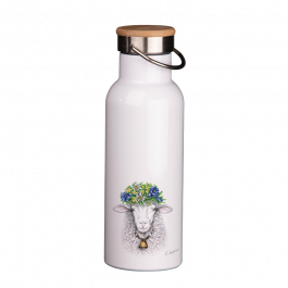 Thermoflasche mit Bambusdeckel 500 ml – Blumenschaf