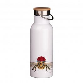 Thermoflasche mit Bambusdeckel 500 ml – Bollenhut Biene frontal