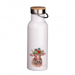 Thermoflasche mit Bambusdeckel 500 ml – Blumenkuh