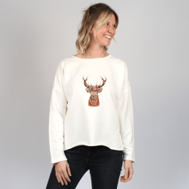 Damen Oversize Sweater – Blumenhirsch