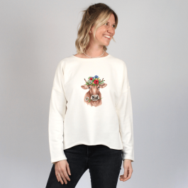Damen Oversize Sweater – Blumenkuh
