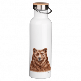 Thermoflasche mit Bambusdeckel – Bär