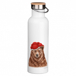 Thermoflasche mit Bambusdeckel – Bollenhut Bär